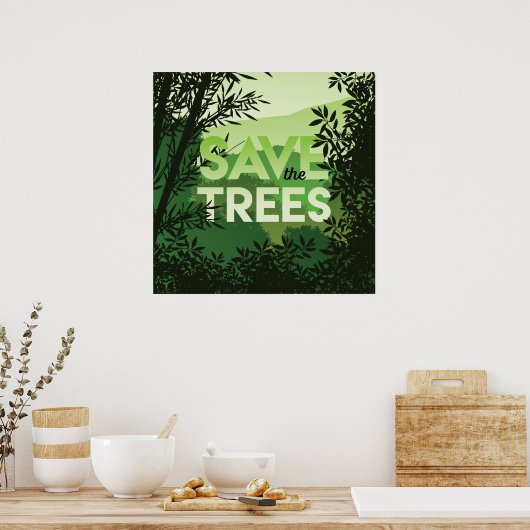 RETT der Grüntöne des Waldposters TREES Poster (Küche)