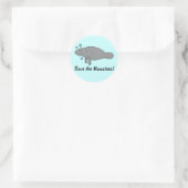 Rett der Manatees Runder Aufkleber (Tasche)