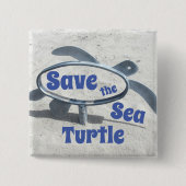 Rett der Meeresschildkröte Rette den Sea Earth Day Button (Vorderseite)