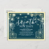 Rett der neuen Date Wedding Postponement Gold-Blum Ankündigungspostkarte (Vorne/Hinten)