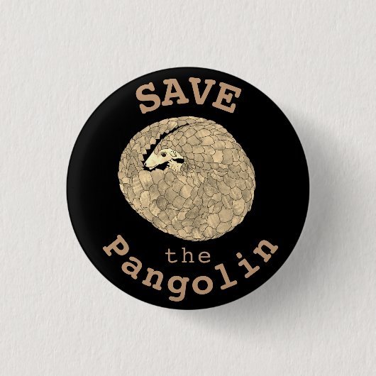Rett der Pangolin, die gefährdete Tierkunst aufger Button (Vorderseite)
