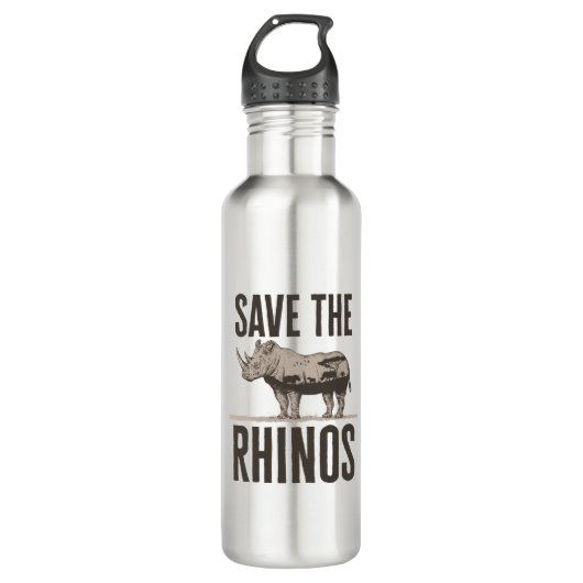 Rett der Rhinos-Rhino-Tierschutzorganisation Edelstahlflasche (Vorderseite)