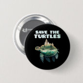 Rett der Schildkröten gefährdete Tiere Erde Button (Vorne & Hinten)