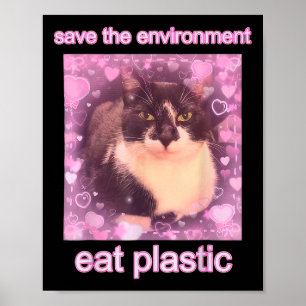 Rett der Umwelt essen Plastik lustige Niedliche Ka Poster