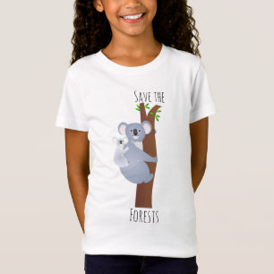 Rett der Wälder Koala und Joey Klettern eines Baum T-Shirt