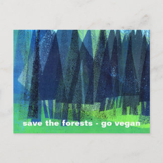 rett der Wälder - vegan werden Postkarte