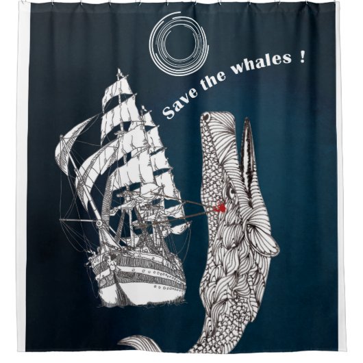 Rett der Wale Duschvorhang (Vorderseite)