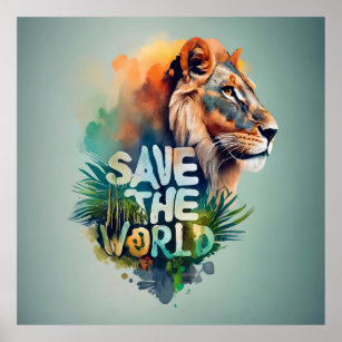Rett der Welt, gefährdete Tierarten Poster