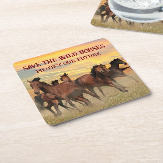 Rett der Wildpferde Rechteckiger Pappuntersetzer (angewinkelt)