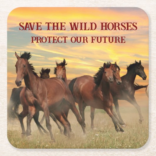 Rett der Wildpferde Rechteckiger Pappuntersetzer (Vorderseite)
