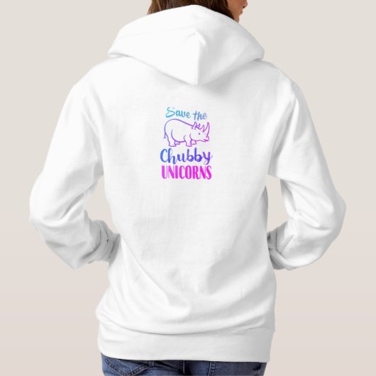 Rett des Chubby Unicorn Funny Rhino Hoodie (Rückseite)
