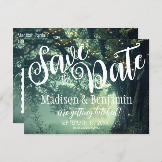 Rett des Datums der Treppenleuchten der verzaubert Postkarte (Vorne/Hinten)