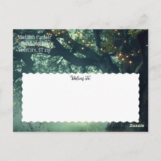 Rett des Datums der Treppenleuchten der verzaubert Postkarte (Rückseite)