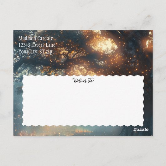 Rett des Datums der Treppenleuchten der verzaubert Postkarte (Rückseite)