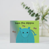 Rett des Hippos Blue Hippopotamus Postkarte (Stehend Vorderseite)