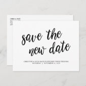 Rett des neuen Datums, Hochzeitsaufschub, Black Postkarte (Vorne/Hinten)