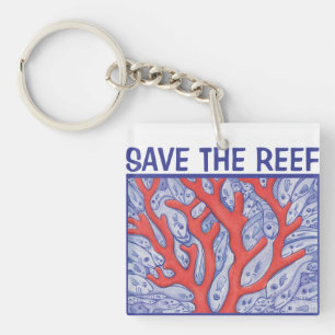 Rett des Reef Happy Fish Square Schlüsselanhänger