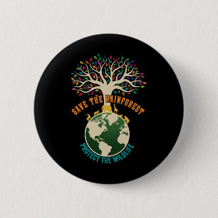 Rett des Regenwaldes Schutz der Vintagen Tierwelt Button