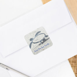 Rett des Sea Turtle Earth Day Rette den Ozean Quadratischer Aufkleber