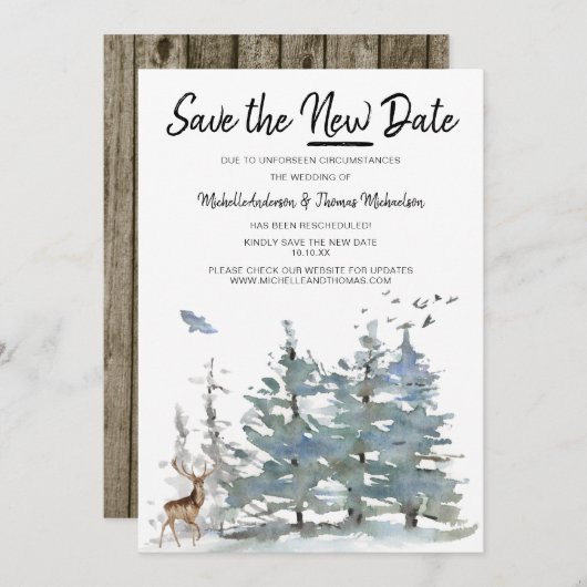 Rett des Waldes am neuen Datum Save The Date (Vorne/Hinten)