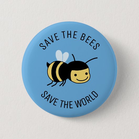 Rett die Bienen, Happy Little Bee on Blue Button (Vorderseite)