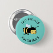 Rett die Bienen, Happy Little Bee on Green Button (Vorne & Hinten)