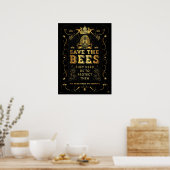 RETT DIE Bienen! IMITATS GOLD POSTER (Küche)