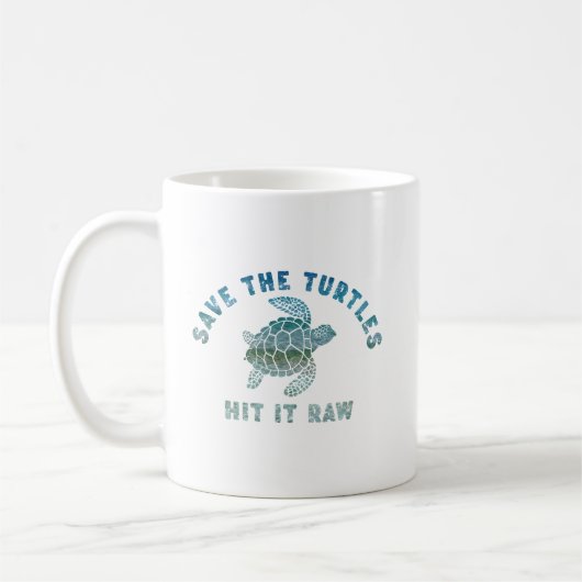 Rett die Schildkröten auf es roh Kaffeetasse (Links)