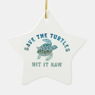 Rett die Schildkröten auf es roh Keramik Ornament