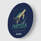 Rett die Schildkröten für Mädchen, die nur Lieben  Große Wanduhr (Winkel)