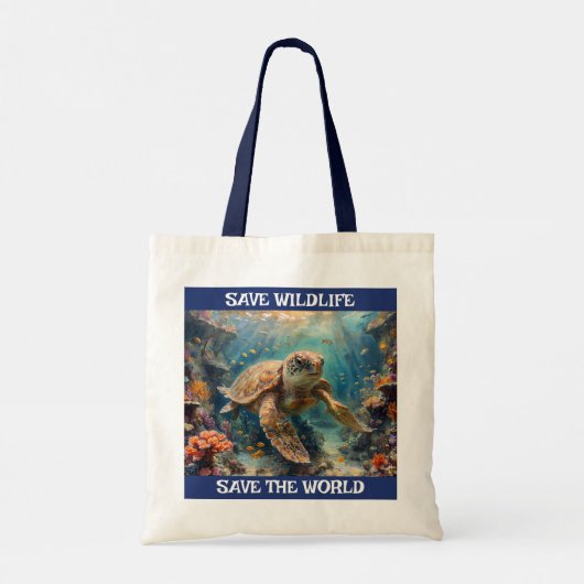 Rett die Schildkröten! Rett Wildtiere! Tragetasche (Rückseite)
