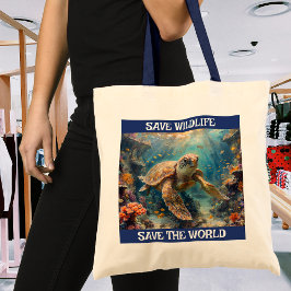 Rett die Schildkröten! Rett Wildtiere! Tragetasche