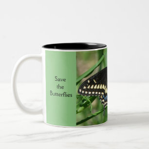 Rett die Schmetterlinge (Seine) Schwarzes Frack Ta Zweifarbige Tasse