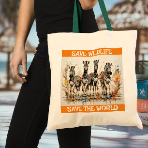 Rett die Welt, rett wild lebende Tiere! Tragetasche