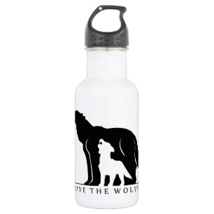 Rett die Wölfe (weiß ver.) Edelstahlflasche