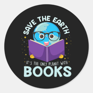 Rett Earth Es ist nur Planet mit dem Buchleser Ear Runder Aufkleber