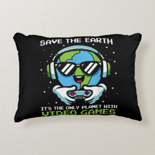 Rett Earth Gamer Design - Funny Earth Day Video Ga Dekokissen