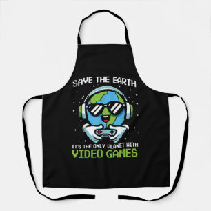 Rett Earth Gamer Design - Funny Earth Day Video Ga Schürze