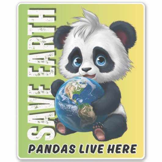 RETT EARTH Pandas live hier - Earth Day Sticker (Vorderseite)
