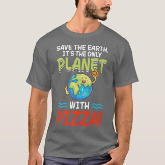 Rett Earth Planet mit Pizza World Funny Earth Day T-Shirt