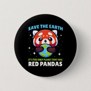 Rett Earth Red Panda Design - Funny Animal Earth D Button