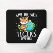 Rett Earth Tiger Design - Funny Animal Earth Day Mousepad (Mit Mouse)