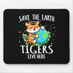 Rett Earth Tiger Design - Funny Animal Earth Day Mousepad