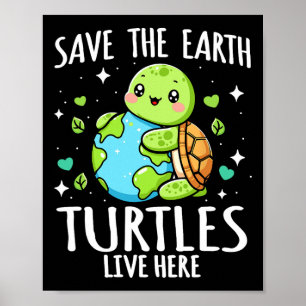 Rett Earth Turtle Design - Funny Animal Earth Day Poster