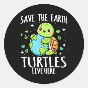 Rett Earth Turtle Design - Funny Animal Earth Day Runder Aufkleber