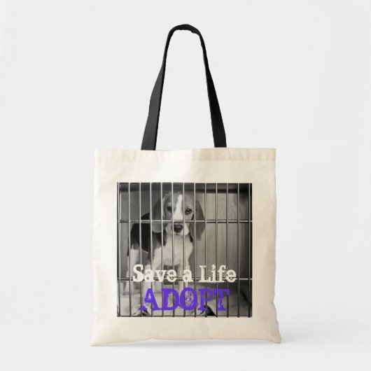 "Rett ein Leben. Adoptier" Beagle Tote Bag Tragetasche (Vorne)