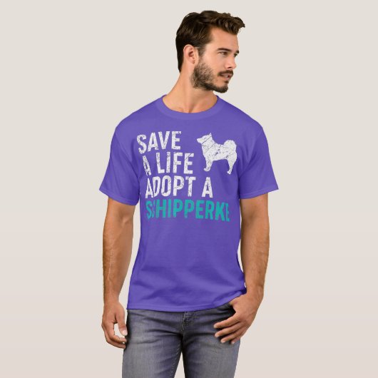 Rett ein Leben adoptier einer Hundesrettung Schipp T-Shirt (Vorne ganz)
