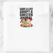 Rett ein Leben Adoptiere ein Unterschlupf Runder Aufkleber (Tasche)