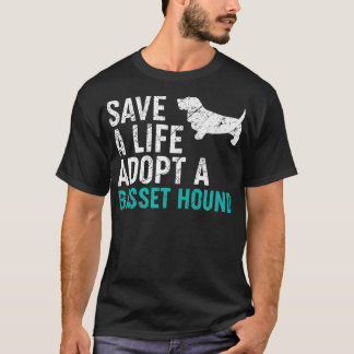 Rett ein Leben adoptiere einen Hunde-Rescue-Basset T-Shirt