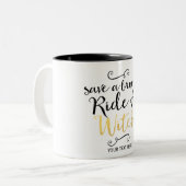 Rett eine Besenfahrt mit Hexentypo Halloween Zweifarbige Tasse (Vorderseite Links)